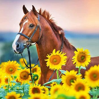 Arte en Diamantes: Girasol y Caballo para Todos
