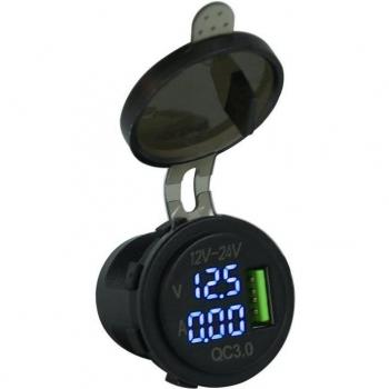 12 V–24 V Schnelllade‑USB für Auto & Motorrad – 3 A QC 3,0