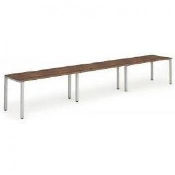 Evolve Single White Frame Bench Desk 1600 Walnut (3 Pod)