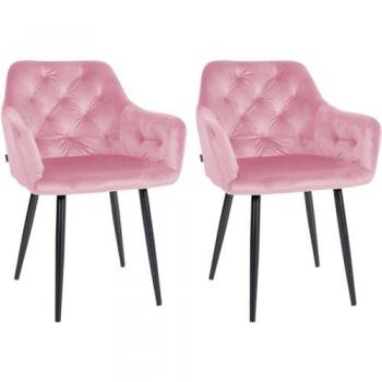 2er Set Esszimmerstuhl Stanley Samt pink