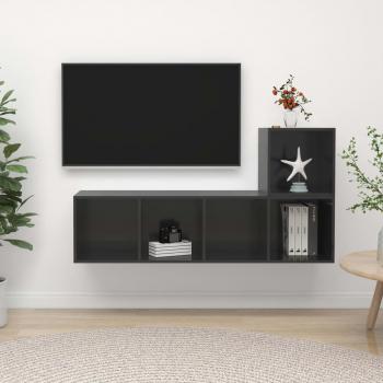 TV-Schrank-Set Hochglanz-Grau aus Holzwerkstoff