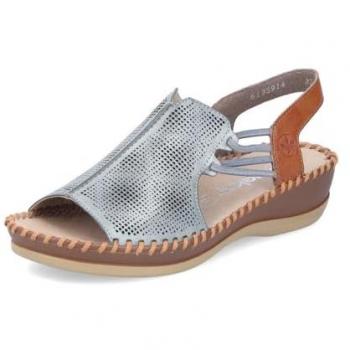 Rieker FSK Sandale Damen – leichtes Sommermodell mit Keilabsatz, blau (61359‑14)