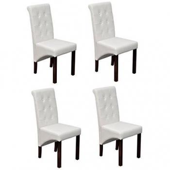 Sillas de comedor de cuero sintético blanco (4 piezas)