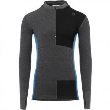 Aclima Herren Kapuzenpullover WarmWool mit Reißverschluss Marengo/Jet Black/Corsair