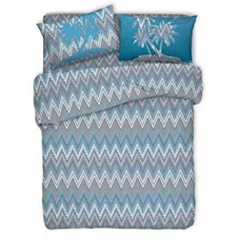 Copripiumino Palma Azzurro 100% Cotone Singolo Pensieri Delicati
