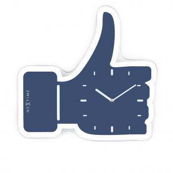 NexTime Thumbs Up Designer Wanduhr, Blau, 40,5 x 41,5 cm