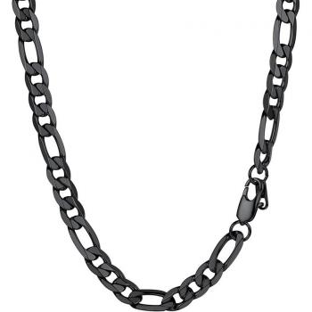 Chaîne Figaro 51 cm – Collier Noir 9 mm Homme