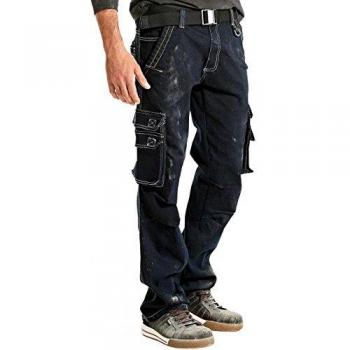 Krähe Ohio Jeans (Blaue Schattierung, Schwarzer Riemen) – 42