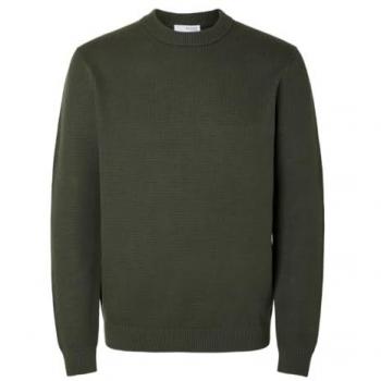 Jersey de punto verde oscuro para hombre, Selected Dane