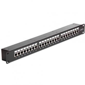 9 Patchpanel Delock 24-Port Cat6 geschirmt schwarz Kupplun