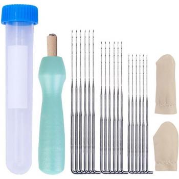 Felting Needle Tool Set with 18 Colorful Needles and 2 Finger Protectors