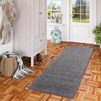 Cottage Chic – Tapis de Couloir Long Gris 80x160 cm – Poils Longs – SNAPSTYLE