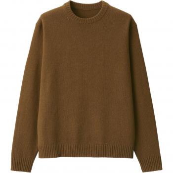 Herren Pullover aus Wolle, waschbar, camel, mittlere Stärke