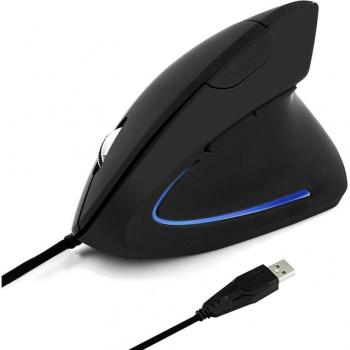 LED Backlit Wired Vertical Mouse with Wrist Rest and 3200DPI