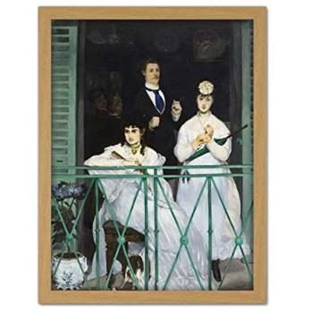 Edouard Manet: The Balcony – 18 Wide × 24 Tall Framed Canvas (Light Oak)