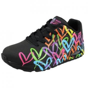 SKECHERS Sneaker Schwarz Flacher Absatz für Damen