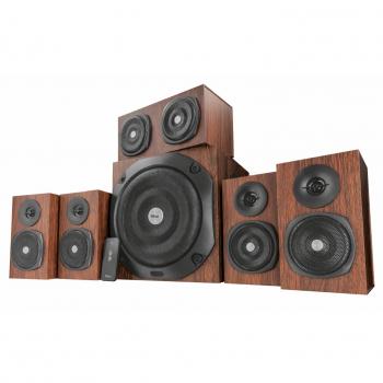 Enceinte PC 5.1 Trust Vigor en Bois Marron avec Caisson de Basses pour Ordinateur (150 Watt)