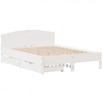 Cadre de lit en bois de pin massif blanc 140x200 cm