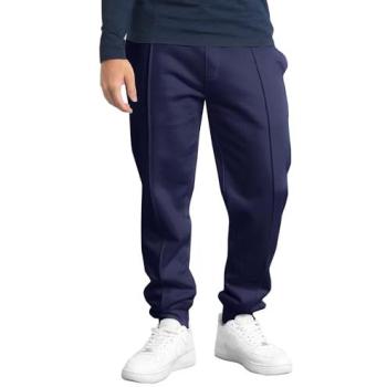 Enorsia Men’s Brushed Terry Navy Joggers – Cut‑Sewn Waist (XL)