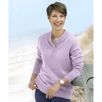 Everyday Comfort Soft Knit Button‑Neck Top – Pale Lilac