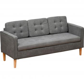 3-Seater Sofa with Button-Tufted Fabric and Hidden Storage