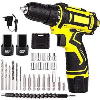 Power Drill 12V 25Nm, 2×2000 mAh, Mandrino 3/8