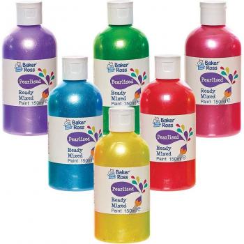 Pearlised Ready Mixed Poster Paint Assortment (Box of 6) 150ml