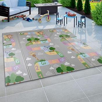 Tapis de Jeu pour Enfants Gris Vert 180x200 cm
