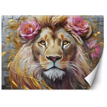 Lion et Fleurs Papier Peint 350x245 cm