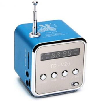 Mini receptor TD-V26 con altavoces portátiles, radio FM digital y entrada para tarjeta Micro SD