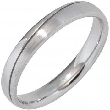 Sterling Silber 925 Partner-Ring JOBO, Rhodiumbeschichtet, teilmatt, Größe 62 mm