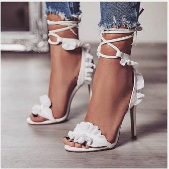 Sandalias elegantes de mujer con tacón de 11,5 cm y encaje ZL-8888-17