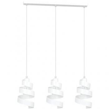 Lampadario Moderno 3 Luci Saga in Acciaio Bianco con Fasce a Spirale