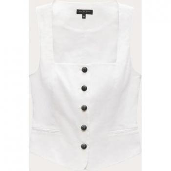 White Mariana Button‑Front Vest (Shoe Size 0)