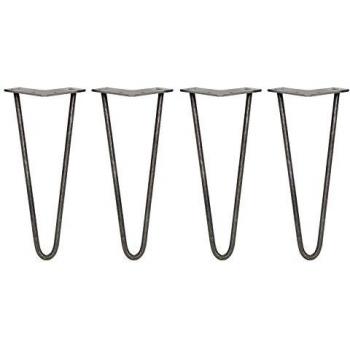 MonsterShop 4 x 12 Hairpin Legs 2 Prong 10mm Raw Steel