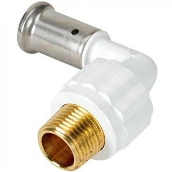 Coude 90° Mâle Multicouche à Sertir en PVDF Blanc Ø26x3.0-3/4