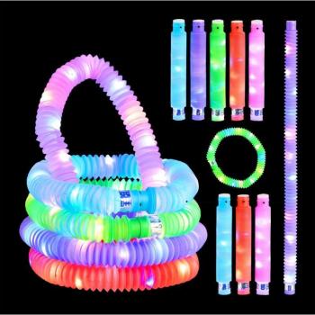 Bâtons lumineux, 15 tiges à led, 3 effets, accessoires à étirer jusqu’à 63 cm, plastique, multicolore