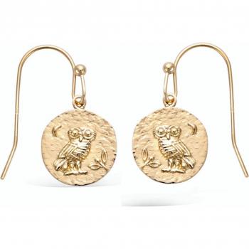 Goudkleurige Oorbelletjes in Oud-Grieks Design met Uil, 12 mm