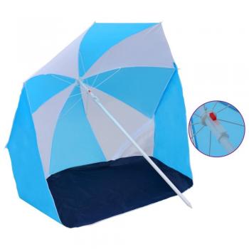 Ombrellone da Spiaggia 180 cm in Tessuto Blu e Bianco