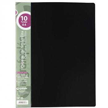 Carpeta A4 10 fundas elite polipropileno color negro