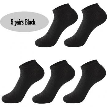 5 paires de chaussettes de sport courtes en bambou pour homme, taille 37-44