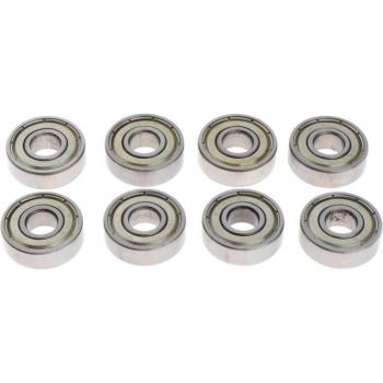 8 Pack Chrome/Carbon Steel Skateboard Bearings ABEC-7