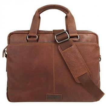 BODENSCHATZ Aktentasche aus echtem Leder, cognac, 32x29x9 cm