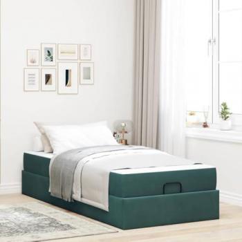 Cadre et Matelas en Velours Vert Foncé – 90 x 200 cm Vidaxl