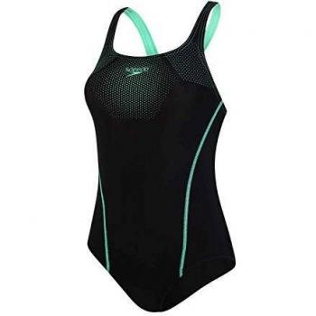 Speedo Tech Placement Medalist Swim Shorts Women, Black/Green Glow, Size 32
