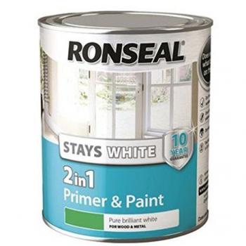 Ronseal Stay White 2-in-1 Primer and Paint, White Gloss
