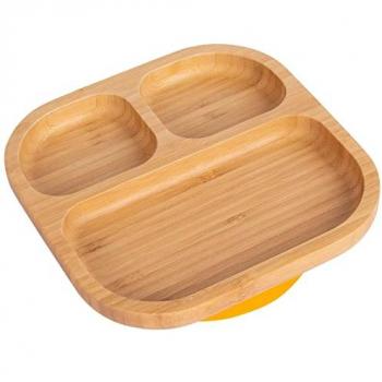 Yellow Divided Bamboo Suction Plate for Children