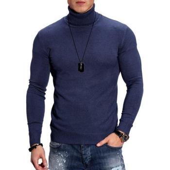 Herren Pullover TIM mit Rollkragen in Dunkelblau, BEHYPE, Größe XL