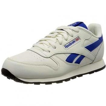 Reebok Classic Leather, Scarpe Sportive, Chalk/Humble Blue/Nero, 34 EU