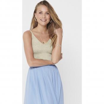 Top sans manches col en V beige